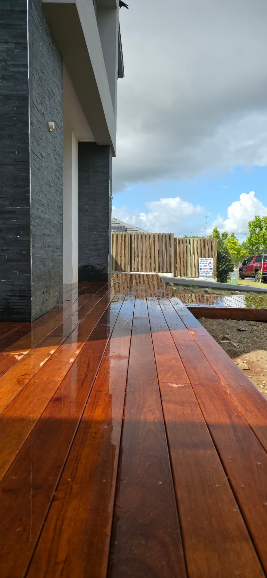 Glossy entry deck boards